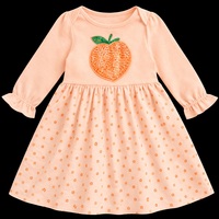 Robe pêche à paillettes pour filles, manches longues, style princesse, robe de soirée trapèze, tenue décontractée d'automne