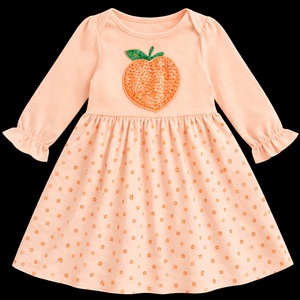 Girls <b>Sequin</b> Peach Dress Long Sleeve Princess Style A-line Party Dress Autumn Casual Wear - Product Image 1