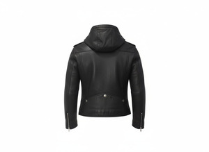 Veste de moto pour homme de haute qualité, en cuir synthétique respirant, coupe ajustée, veste en cuir tendance avec capuche - Product Image 2