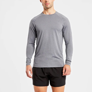 Camiseta de Manga Larga para Hombre, Color Sólido Personalizado, OEM, Tejido Transpirable de Secado Rápido, Cuello Redondo, Informal, para Gimnasio y Running - Product Image 4