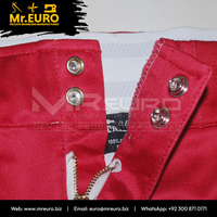 Pantalon de sport unisexe rouge personnalisé, coupe ajustée, antibactérien, imprimé par sublimation, séchage rapide, braguette zippée, poches, taille élastique, 100% coton