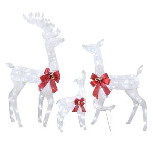 Set di 3 Decorazioni Gonfiabili da Giardino a Forma di Alce con Struttura in Ferro Bianco e Filo di Cotone, Polvere di Cipolla Verde, per Feste all'Aperto - Product Image 1