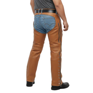 Premium Leather Motorcycle <b>Chaps</b> for Bikers Vintage Solid Color New High Quality <b>Half</b> Horse Riding <b>Chaps</b> for Men - Product Image 5