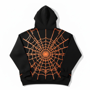 Sudadera con Capucha de Moda Urbana de Lujo con Estampado Digital de Telaraña de Invierno, Ajuste Regular, Diseño Gráfico Urbano de Alta Gama - Product Image 2