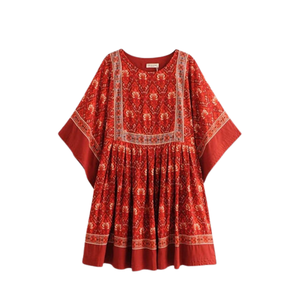 Minivestido estampado para mujer, vestido de línea A con mangas abullonadas - Product Image 1
