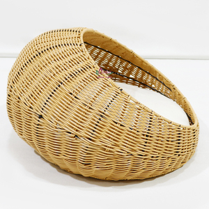 Modern Wicker Rattan Cat Cave <b>Bed</b> Covered Pet <b>House</b> Basket with Soft Cushion - Product Image 4
