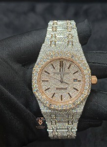 Montre de luxe haut de gamme en moissanite, personnalisée en argent sterling, style hip-hop, en vente - Product Image 1