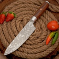 Professioneel handgesmeed ambidextrisch koksmes van damaststaal, 8 inch lemmet, rosahouten handvat, hoogglans afwerking, ultra scherp