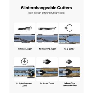 Macchina Portatile per la Pulizia degli Scarichi con Spirale a 100 Piedi x 3/4 Pollici, Alimentazione Automatica, Combinazione Multi-Ruota - Product Image 6