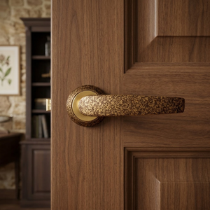 Poignée de porte contemporaine Terra Glint |   Finition texturée aspect antique avec quincaillerie dorée pour portes intérieures - Product Image 2