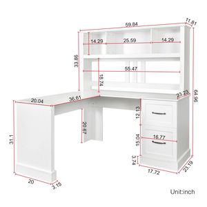 Antiqued White Home Office <b>Computer</b> <b>Desk</b> with Hutch - Product Image 3