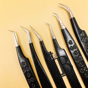 New Arrivals Gold Tip Tweezers Mink Eyelash Extension Tweezers Stainless STEEL <b>Flat</b> Lash Card <b>Box</b> <b>Packing</b> Custom Style Tweezers - Product Image 1