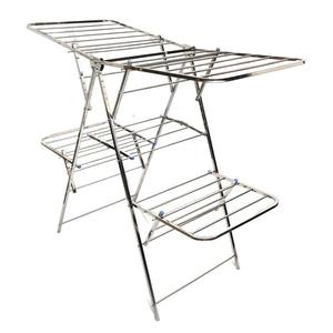 <b>Foldable</b> <b>Clothes</b> <b>Drying</b> <b>Rack</b> Stainless Steel Laundry Stand Dish Towel Hanger Spaces Saving Adjustable Portable Household Storage - Product Image 1