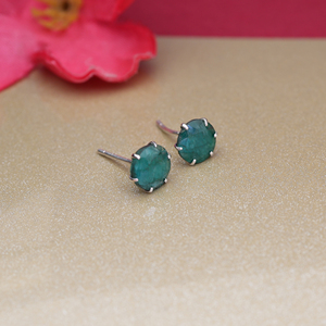 Beautiful Shiny Emerald <b>Stud</b> <b>Earrings</b> 925 <b>Sterling</b> <b>Silver</b> Gemstone <b>Earrings</b> for Women and Girls Wear in Wedding Party's - Product Image 4