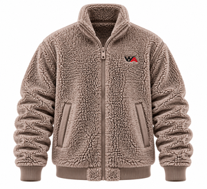 Veste en polaire sherpa pour homme, col montant, fermeture éclair, chaude, épaisse, décontractée, pour l'hiver, couleur unie, logo avant, vente en gros OEM - Product Image 1