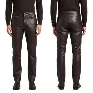 Bespoke Cow Hair Leather Pant Men Women Western Cowhide Fur Trousers Brown And White Spotted Real Hair On Hide Slim Fit Pants - Product Image 5