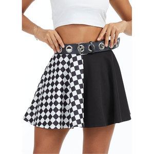 Top Sell Womens Punk Plaid Mini Skirts High Waist Gothic Grunge Skirt Emo Checkered Skirt with <b>Belt</b> 2026 - Product Image 2