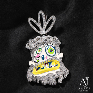 Cartoon <b>Monster</b> Pendant Zircon Inlay Brass Charm <b>Colorful</b> Enamel Rhodium Plated Necklace Jewelry for Daily Wear - Product Image 6