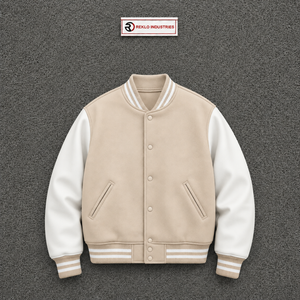 PREMIUM CREAM LETTERMAN VARSITY <b>JACKET</b> FOR <b>MEN</b> ATHLETIC TRENDY OUTERWEAR With <b>White</b> Sleeves And Button Closure Regular Fit Casua - Product Image 5