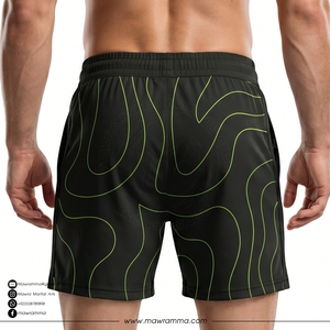 Pantalones Cortos de MMA MAWRA para Hombre, Negros y Verdes con Estampado Abstracto, Diseño de Logotipo Personalizado Sublimado, Pantalones Cortos de MMA Unisex - Product Image 2