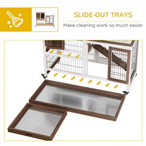 Casetta per Conigli in Legno di Abete Massiccio con Ruote, Vassoio Rettangolare Rimovibile, Arredamento per Animali Domestici, per Pollaio, Marrone - Product Image 6
