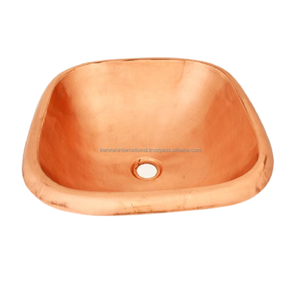 Bassin en cuivre poli fait à la main évier de salon carré moderne en laiton matériel en acier inoxydable installation facile lavabo - Product Image 1