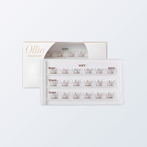 Extensions de cils coréennes Ollio Pearl Mascara Salon, extensions de cils en pack individuel, faux cils brun doux - Product Image 1