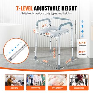 Sedia Comoda Regolabile a 7 Livelli di Altezza, Secchio Rimovibile da 5,8L, Facile Montaggio, 3 Braccioli Imbottiti, Comoda da Comodino per Ospedali - Product Image 4