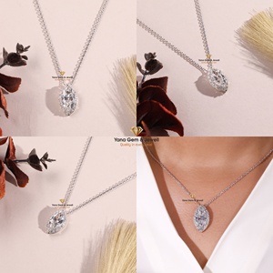Colgante de Halo con Corte Marquesa para Mujer, Color F, Claridad VVS2, 5.00 Quilates, para Boda, Oro Sólido de 14K, Diamante Cultivado en Laboratorio CVD, Certificado IGI - Product Image 5