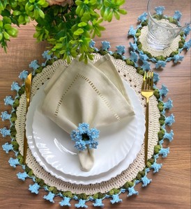 Elegante Juego de Servilleteros con Diseño de Flores en Crochet, Accesorio de Mesa Hecho a Mano para Decoración de Bodas, Mesa de Comedor y Decoración del Hogar - Product Image 2