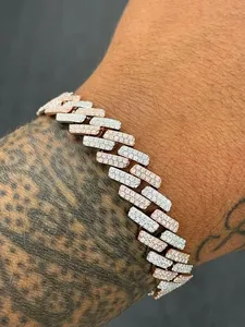 <b>Solid</b> 925 Sterling <b>Silver</b> Rose Gold Plated Chain Link <b>Bracelet</b> Alloy For Unisex Classic Style Jewelry - Product Image 2