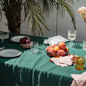 Customized Emerald Green Cotton <b>Tablecloth</b> for Banquet Wedding Cocktail Party Farmhouse Table Decor Kitchen and Dinner Tablemat - Product Image 5