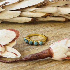 Bijoux en laiton plaqué or 18 carats pour femme, style moderne, avec pierres de larimar, design en grappe bohème et rangée délicate, Vente en gros/OEM/ODM - Product Image 4