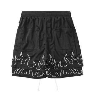Men's High Quality Breathable Quick Dry Eco-Friendly <b>Mid</b> Waist Drawstring Closure Double <b>Layer</b> 100% Cotton Sports Shorts Shorts - Product Image 2