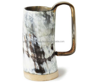 Fait à la main 16 oz Viking tasse à boire corne de boeuf véritable chope avec ouvre-bouteille de style animal sculpté cadeau poli pour hommes femmes - Product Image 3
