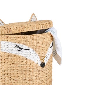 Cute Fox Shaped Water Hyacinth <b>Basket</b> <b>with</b> <b>Lid</b> Woven Decorative Storage Hamper Kids Toy Clothes Laundry Organizer - Product Image 3