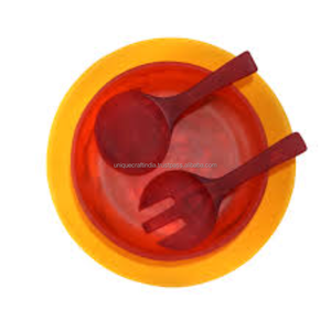 LavaNest Eco Friendly Resin Bowl Set Charcoal Flame Sculpted Curve Salad Fruit <b>Serving</b> Bowls with Twin <b>Spoons</b> Table Styling - Product Image 1