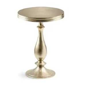 Polished Silver <b>Round</b> Metal Side <b>Table</b> | Modern Aluminum Pedestal Accent <b>Table</b> | Minimalist Chrome End <b>Table</b> for Bedroom Office - Product Image 3