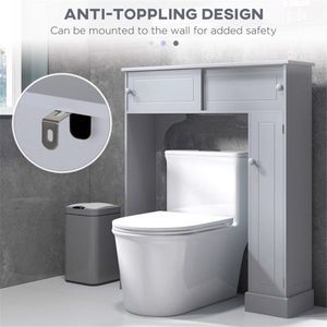 Mobiletto da Bagno Grigio con Maniglia in Acciaio Inox, Materiale MDF e Acciaio, Finitura Verniciata per Uso Domestico o Alberghiero - Product Image 5