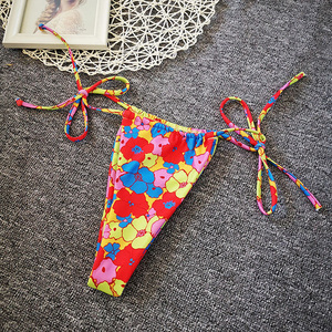 Vente flash - Ensemble de maillot de bain bikini 2 pièces pour femmes, imprimé floral sur toute la surface, dos nu, micro bikini pour femmes, vêtements de plage pour femmes - Product Image 3