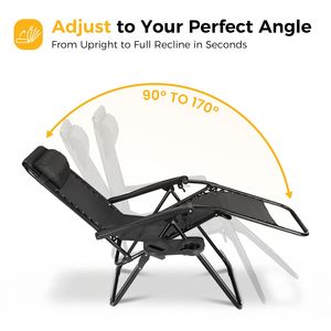 Set di 2 Sedie a Gravità Zero per Esterni, Reclinabili Pieghevoli con Cuscino e Portabicchieri per Piscina o Spiaggia - Product Image 5