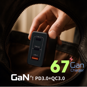 อะแดปเตอร์ชาร์จเร็วขนาดกะทัดรัด 67W PD สำหรับโทรศัพท์มือถือ ช่องเสียบ Type-C 2 ช่อง และ USB 1 ช่อง - Product Image 6