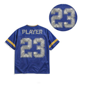 Maillot de football pour femme en maille à strass, col en V, coupe oversize, style streetwear, avec numéro scintillant, personnalisable pour équipes sportives - Product Image 3