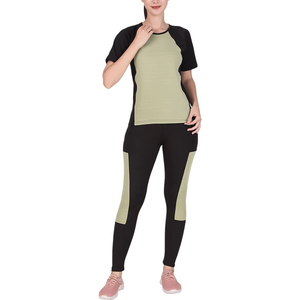 Women's Color Blocking Tracksuit Short Sleeve Crew Neck Lightweight Spandex Polyester Sporty Summer Wear For Ladies - Product Image 5