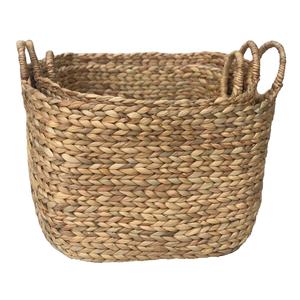 Ensemble de 3 paniers de rangement en jacinthe d'eau de haute qualité, tissés à la main avec poignée en bois du Vietnam - Product Image 3