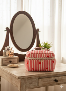 Sac de voyage vintage en coton imprimé cœurs couleur pêche, étanche, avec fermeture éclair, écologique, résistant à l'eau, durable, à porter à la main - Product Image 2