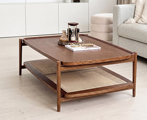 Midcentury Modern Decorative Wood Coffee <b>Table</b> with Storage Shelf Minimalist Design Living Room Furniture - Product Image 6
