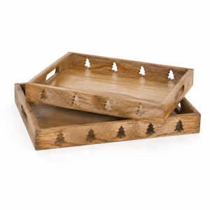 Bandeja de Comida Rectangular de Madera, Diseño Abstracto con Patrón de Cuerda Horizontal Contemporáneo, Resistente al Calor, Apta para Microondas, Hecha a Mano, Decorativa - Product Image 4