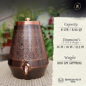 Distributeur d'eau en cuivre à motif bohème, rond, réutilisable, pour usage domestique - Product Image 2