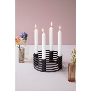 Black Iron Christmas Candle Stand With Deer And Tree Design For Home Decoration - Product Image 4